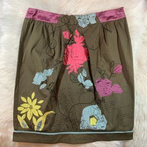 I AM Isola Marras Khaki Floral Skirt US sz 32 Medium